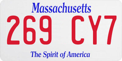 MA license plate 269CY7
