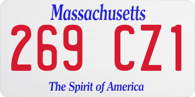MA license plate 269CZ1