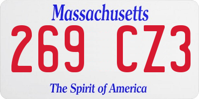 MA license plate 269CZ3