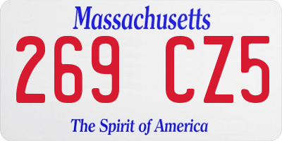MA license plate 269CZ5