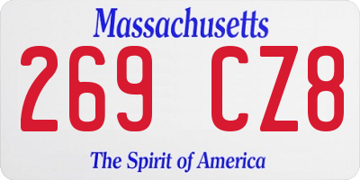 MA license plate 269CZ8