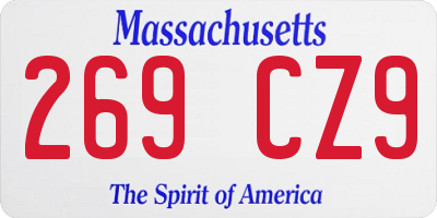 MA license plate 269CZ9