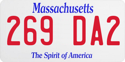 MA license plate 269DA2