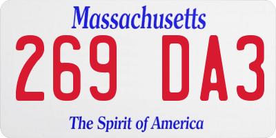 MA license plate 269DA3