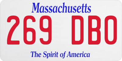 MA license plate 269DB0