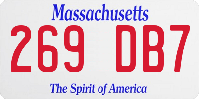 MA license plate 269DB7