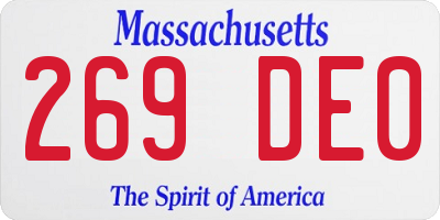 MA license plate 269DE0