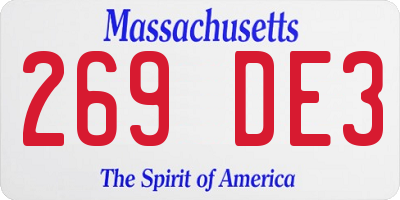MA license plate 269DE3