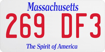 MA license plate 269DF3