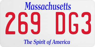 MA license plate 269DG3