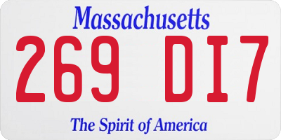 MA license plate 269DI7