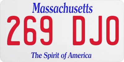 MA license plate 269DJ0