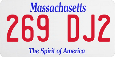 MA license plate 269DJ2