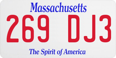 MA license plate 269DJ3
