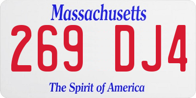 MA license plate 269DJ4