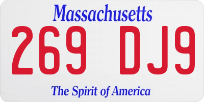 MA license plate 269DJ9