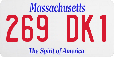 MA license plate 269DK1