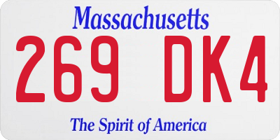 MA license plate 269DK4