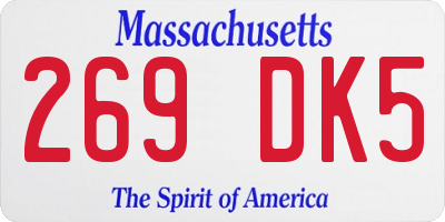 MA license plate 269DK5