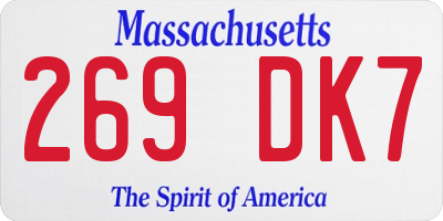 MA license plate 269DK7