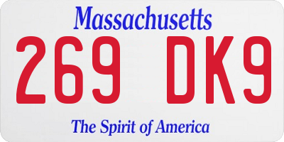 MA license plate 269DK9