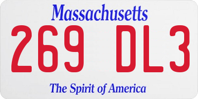 MA license plate 269DL3