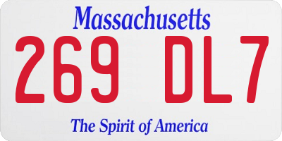MA license plate 269DL7