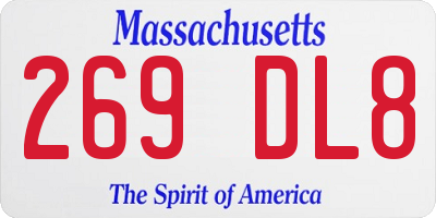 MA license plate 269DL8