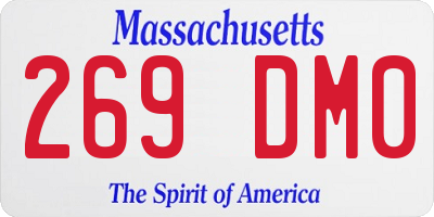 MA license plate 269DM0