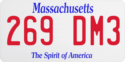 MA license plate 269DM3