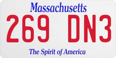 MA license plate 269DN3