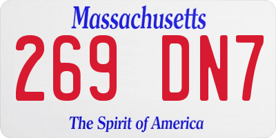 MA license plate 269DN7