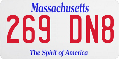 MA license plate 269DN8
