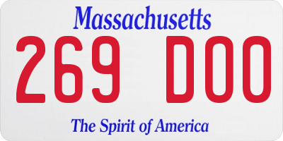 MA license plate 269DO0