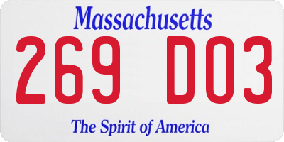 MA license plate 269DO3