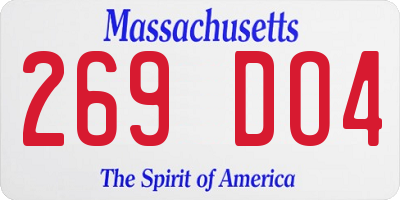 MA license plate 269DO4