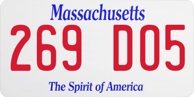 MA license plate 269DO5