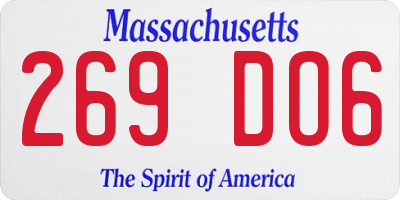 MA license plate 269DO6