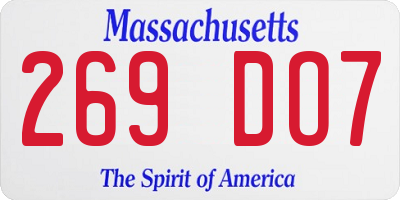 MA license plate 269DO7