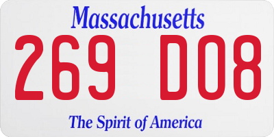 MA license plate 269DO8