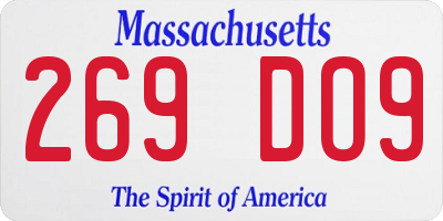 MA license plate 269DO9