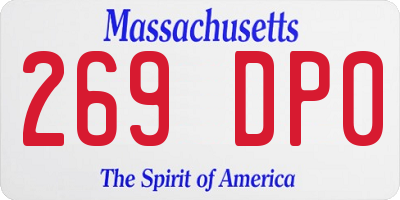 MA license plate 269DP0