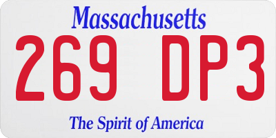 MA license plate 269DP3