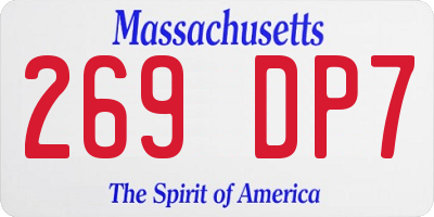 MA license plate 269DP7