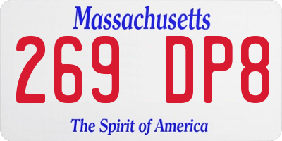 MA license plate 269DP8