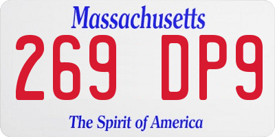 MA license plate 269DP9