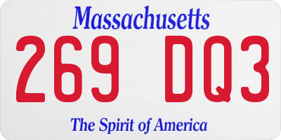 MA license plate 269DQ3