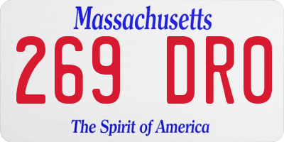 MA license plate 269DR0
