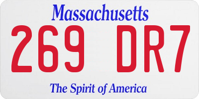 MA license plate 269DR7