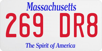 MA license plate 269DR8